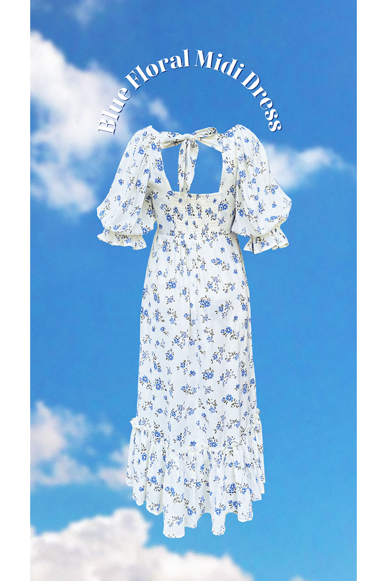 Navy Blue Woven Design Cotton Midi Dress - Saffron Threads