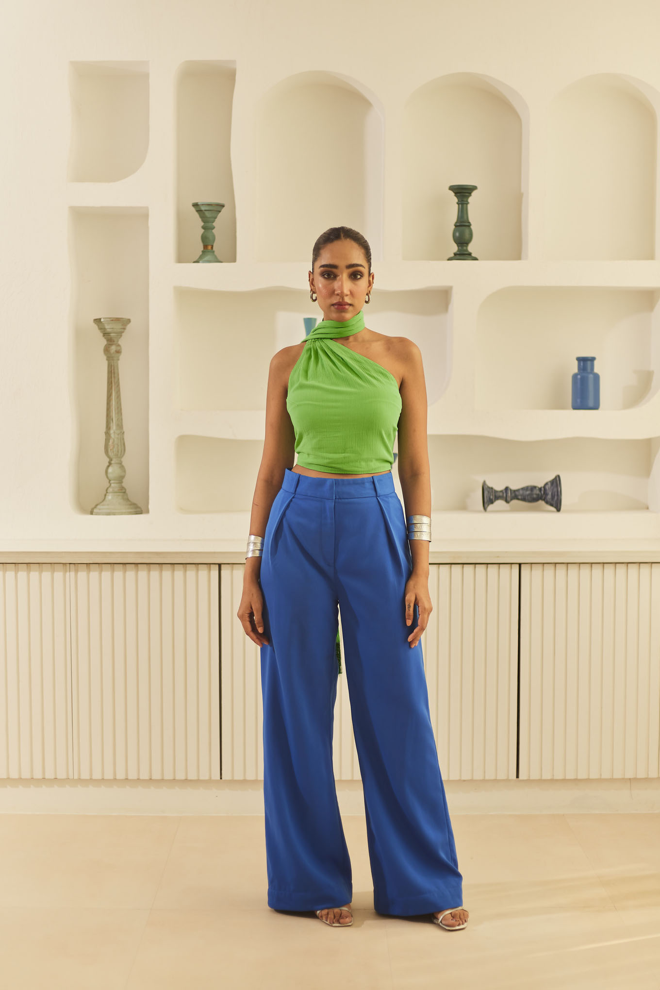 Tie Front Bralet And Wide Leg Pants Two-Piece Set | Wide leg pants, Two  piece pants set, Wide leg trouser