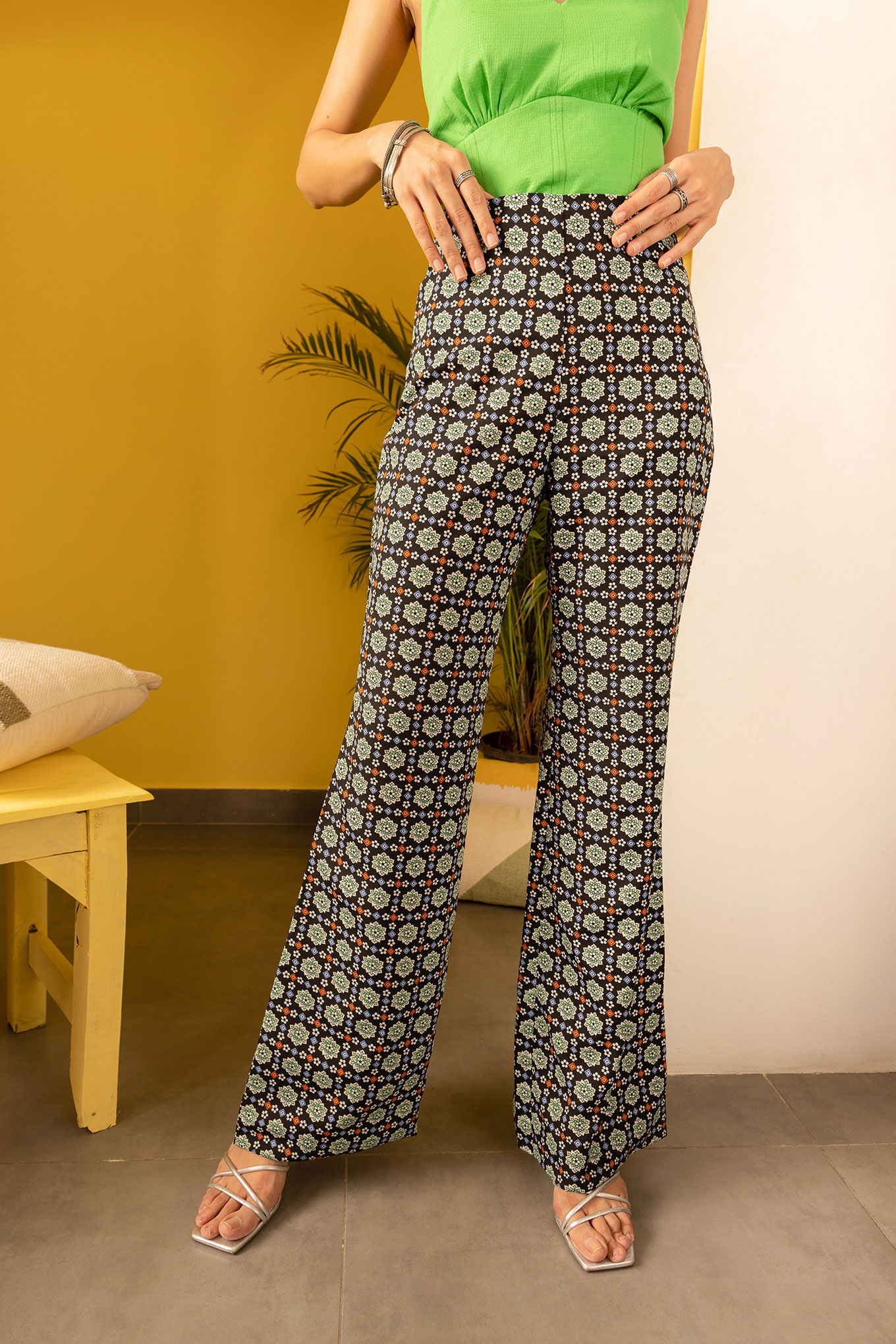 Daily Outfit Idea: Go Retro In Wide Printed Pants | Glamour